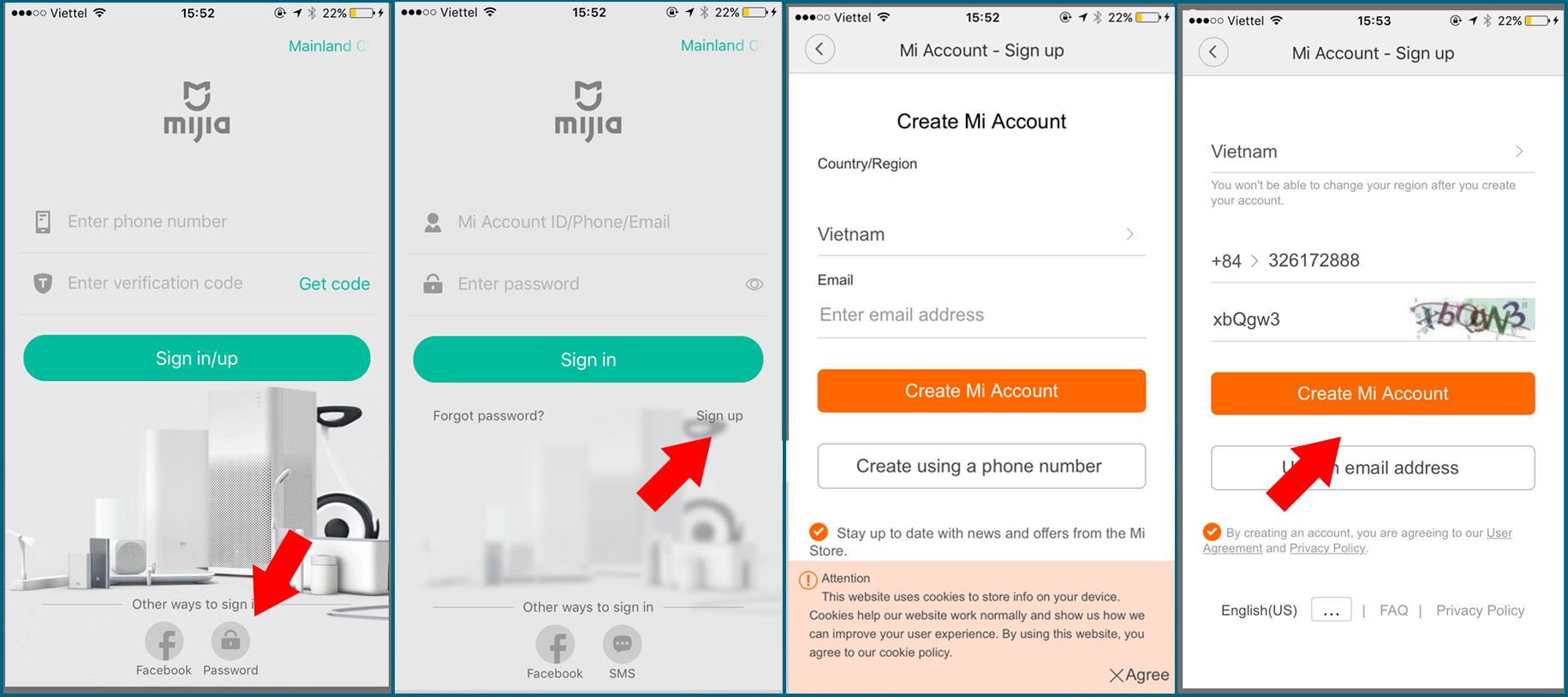 Hướng dẫn tạo tài khoản Mi