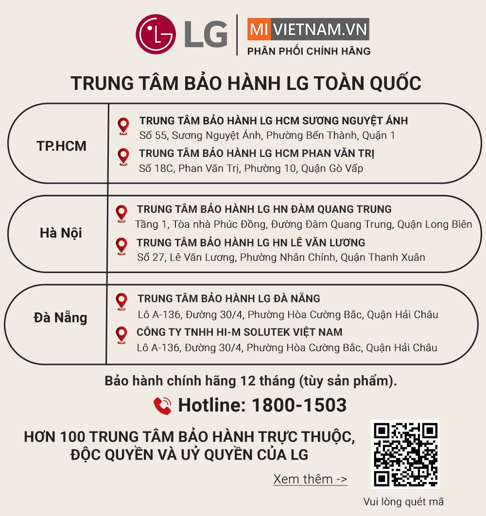 Địa chỉ các trung tâm bảo hành chính hãng của LG tại Việt Nam