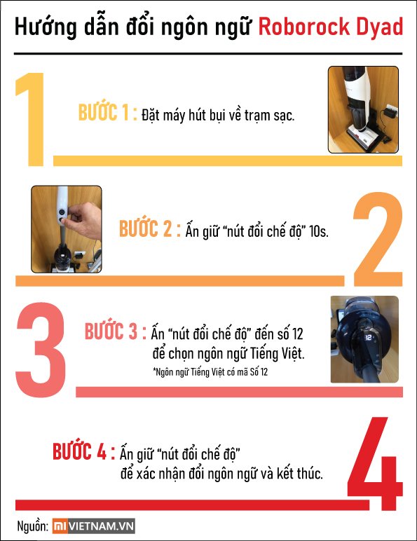 Hướng dẫn đổi ngôn ngữ trên Roborock Dyad