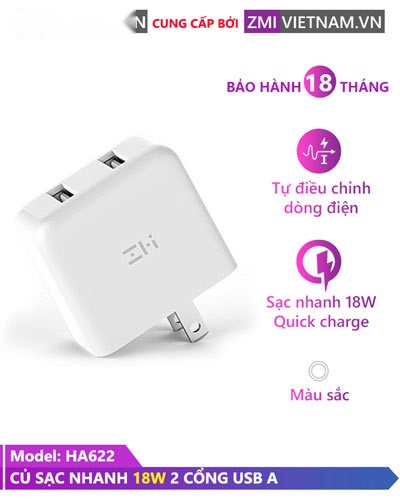 Củ Sạc Nhanh ZMI HA622 18W