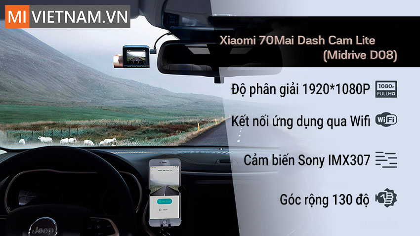 Camera H&agrave;nh Tr&igrave;nh 70mai Dash Cam Lite (Midrive D08) - Bản Quốc Tế