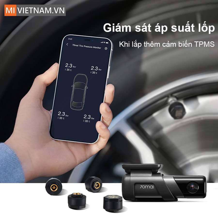 Camera Hành Trình 70mai M500 - Bản Quốc Tế 12 Kết nối với cảm biến áp suất lốp TPMS