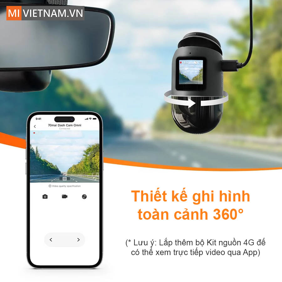 camera h&agrave;nh tr&igrave;nh 70mai X200 c&oacute; khả năng xoay 360 độ