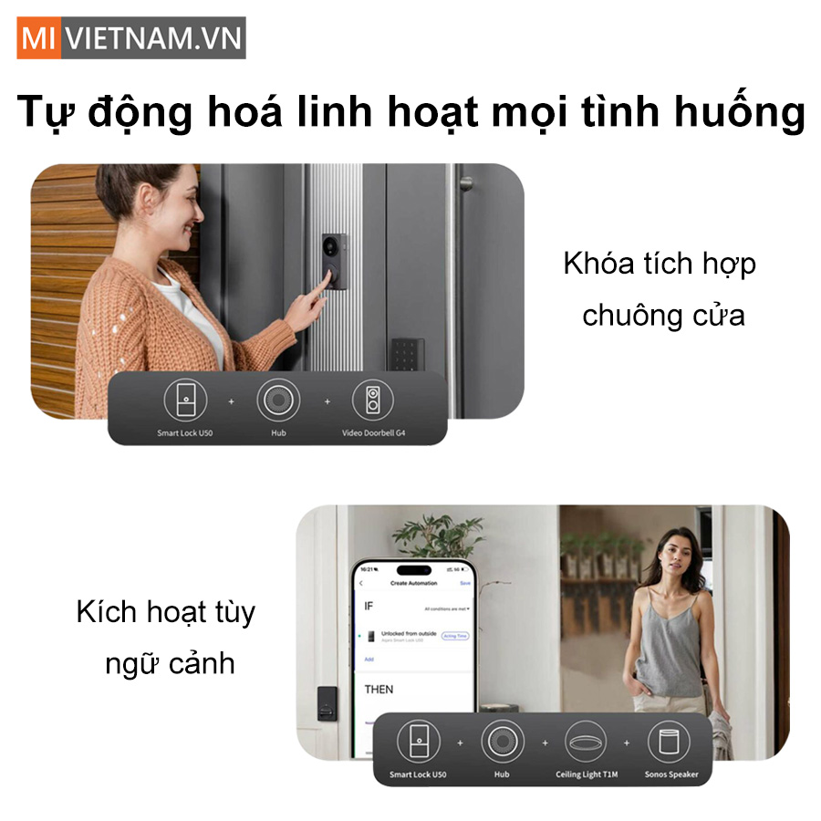Kh&oacute;a cửa th&ocirc;ng minh Aqara U50