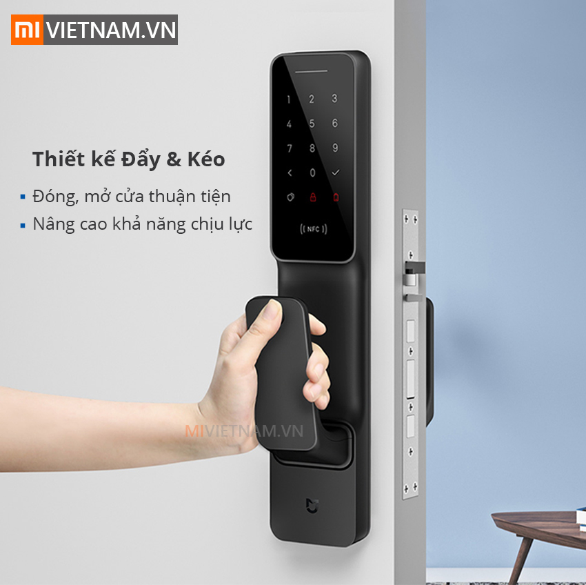 Khóa Cửa Thông Minh Cao Cấp Mi Smart Door Lock (Phiên Bản NFC Push and Pull) 4 Thiết kế đẩy kéo | Khóa Cửa Thông Minh Cao Cấp Mi Smart Door Lock