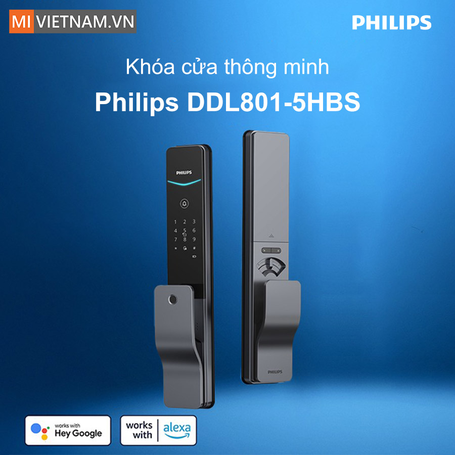 kh&oacute;a cửa th&ocirc;ng minh Philips DDL801-5HBS