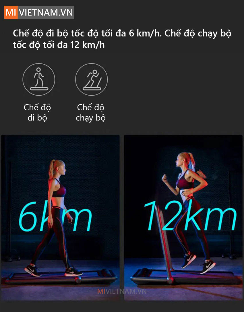 Tốc đột tối đa 12km | M&aacute;y Chạy Bộ Th&ocirc;ng Minh KingSmith K12