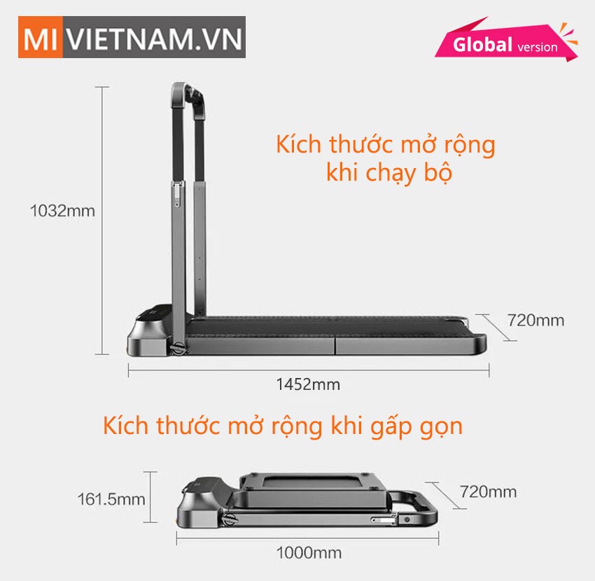 Kích thước Máy chạy bộ gấp gọn kingsmith R2 Kích thuocs Máy chạy bộ gấp gọn kingsmith R2