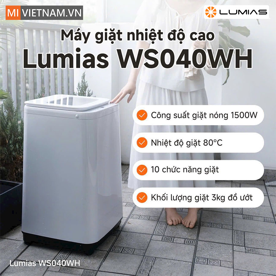 M&aacute;y giặt mini nhiệt độ cao Lumias WS040WH