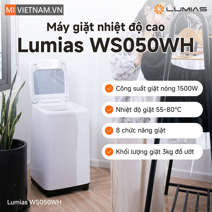 m&aacute;y giặt mini nhiệt độ cao Lumias WS050WH