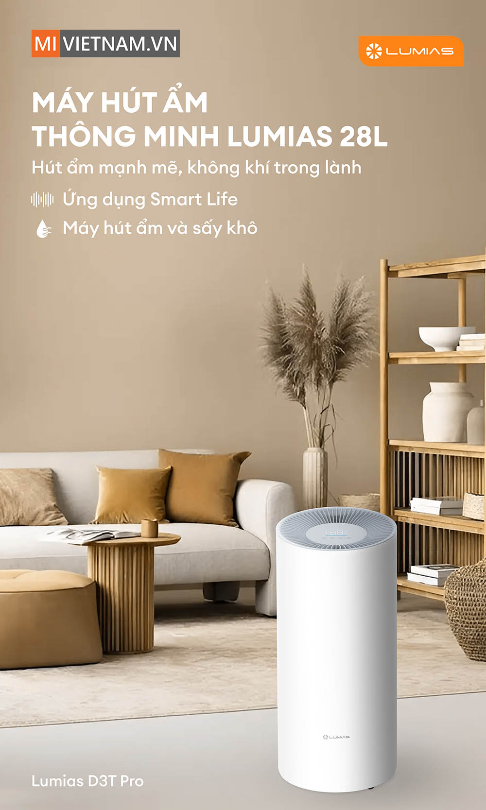 M&aacute;y h&uacute;t ẩm Lumias D3T Pro