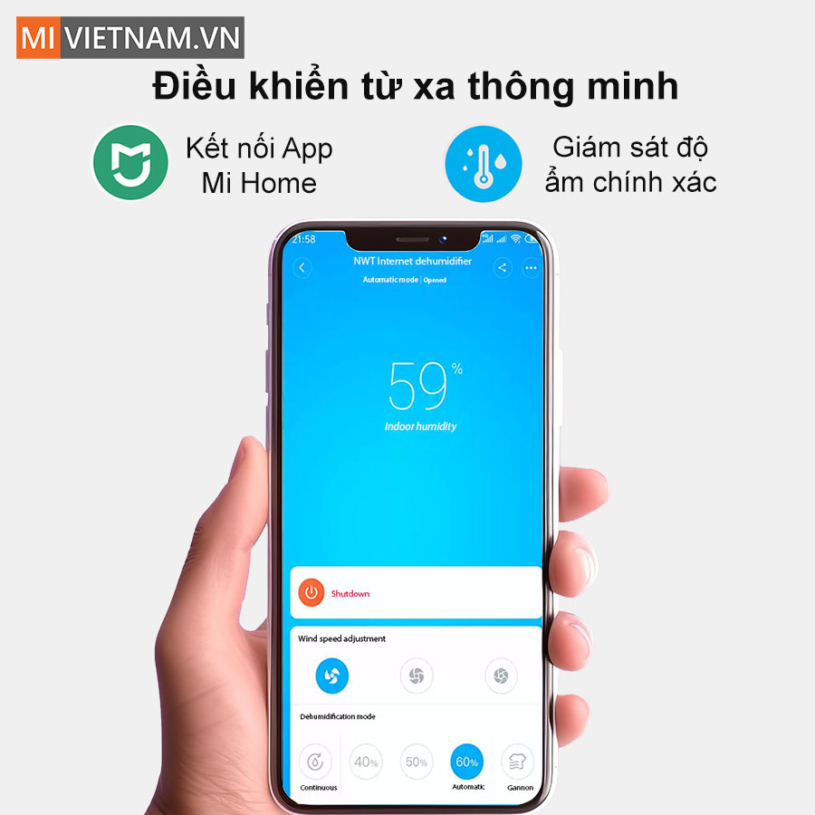 M&aacute;y h&uacute;t ẩm kh&ocirc;ng kh&iacute; th&ocirc;ng minh NEW WIDETECH 12L