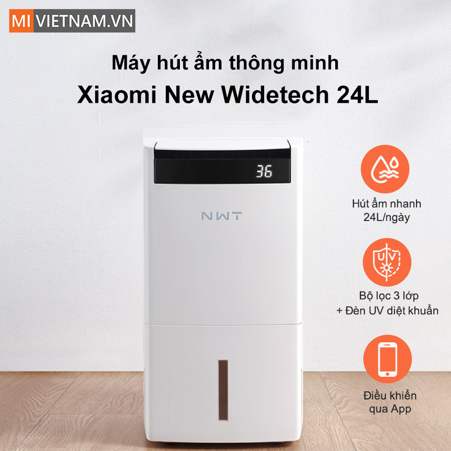 M&aacute;y h&uacute;t ẩm kh&ocirc;ng kh&iacute; th&ocirc;ng minh NEW WIDETECH 24L 