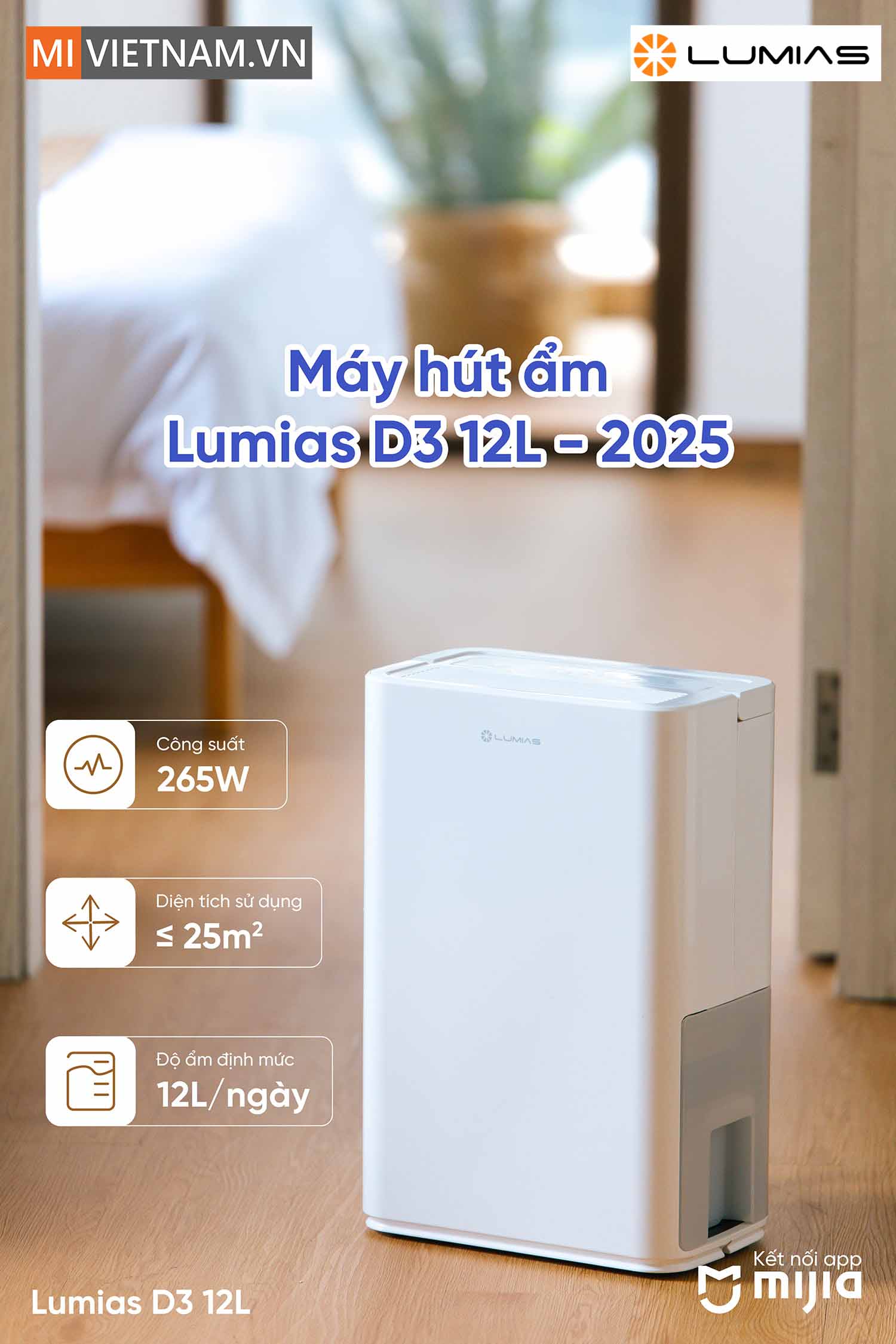 m&aacute;y h&uacute;t ẩm th&ocirc;ng minh Lumias D3 12L&nbsp;