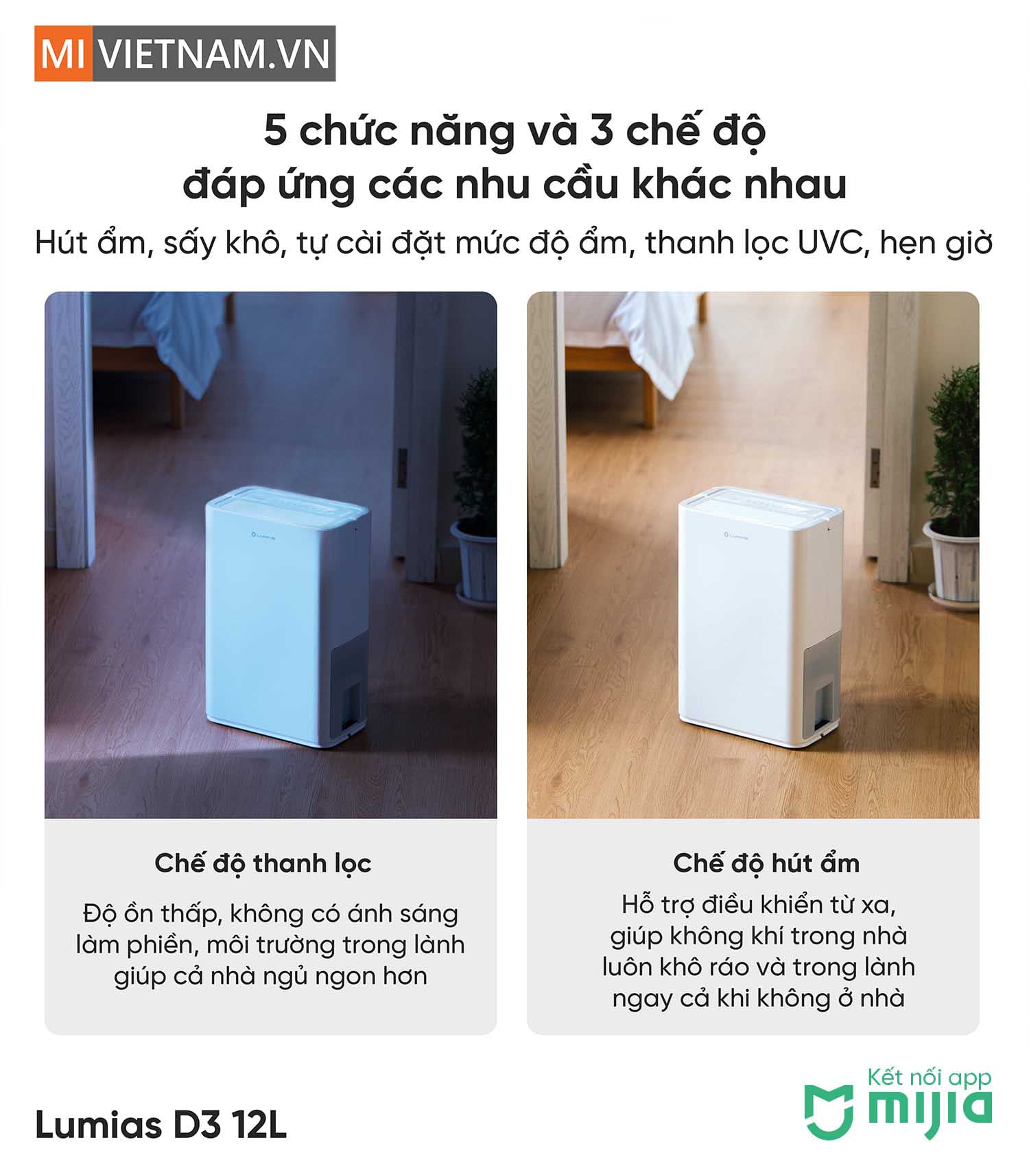 m&aacute;y h&uacute;t ẩm th&ocirc;ng minh Lumias D3 12L&nbsp;