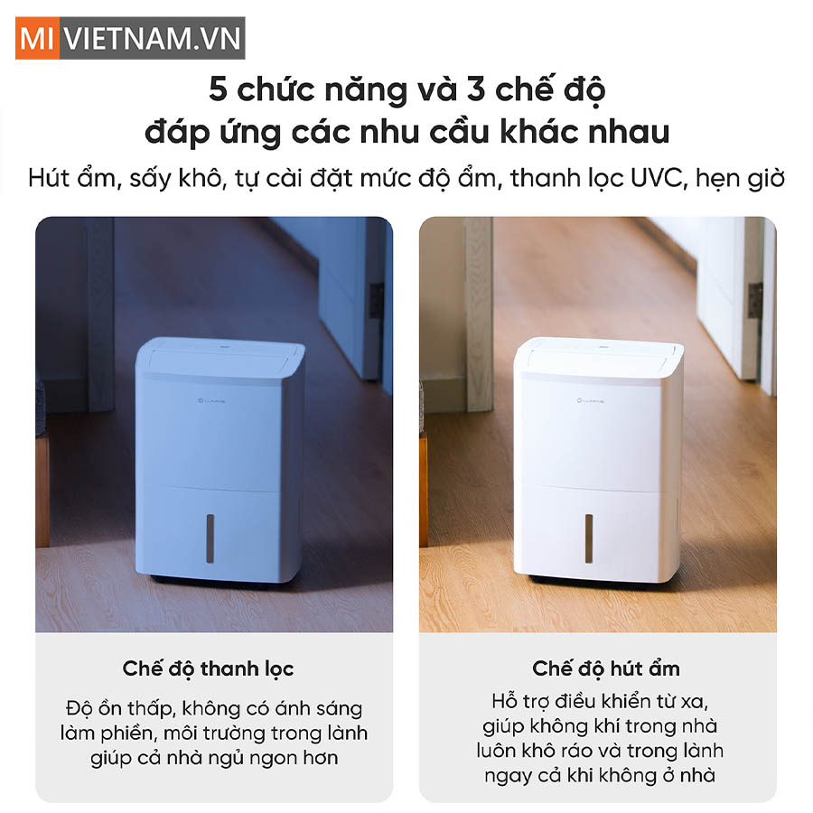 Trang bị 5 chức năng v&agrave; 3 chế độ h&uacute;t ẩm