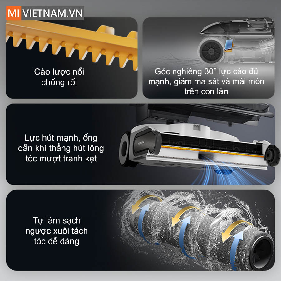 Máy hút bụi lau nhà cầm tay Roborock F25 ACE- Bản Quốc Tế 6 Hệ thống chống rối tóc đột phá của Roborock Morph Pro