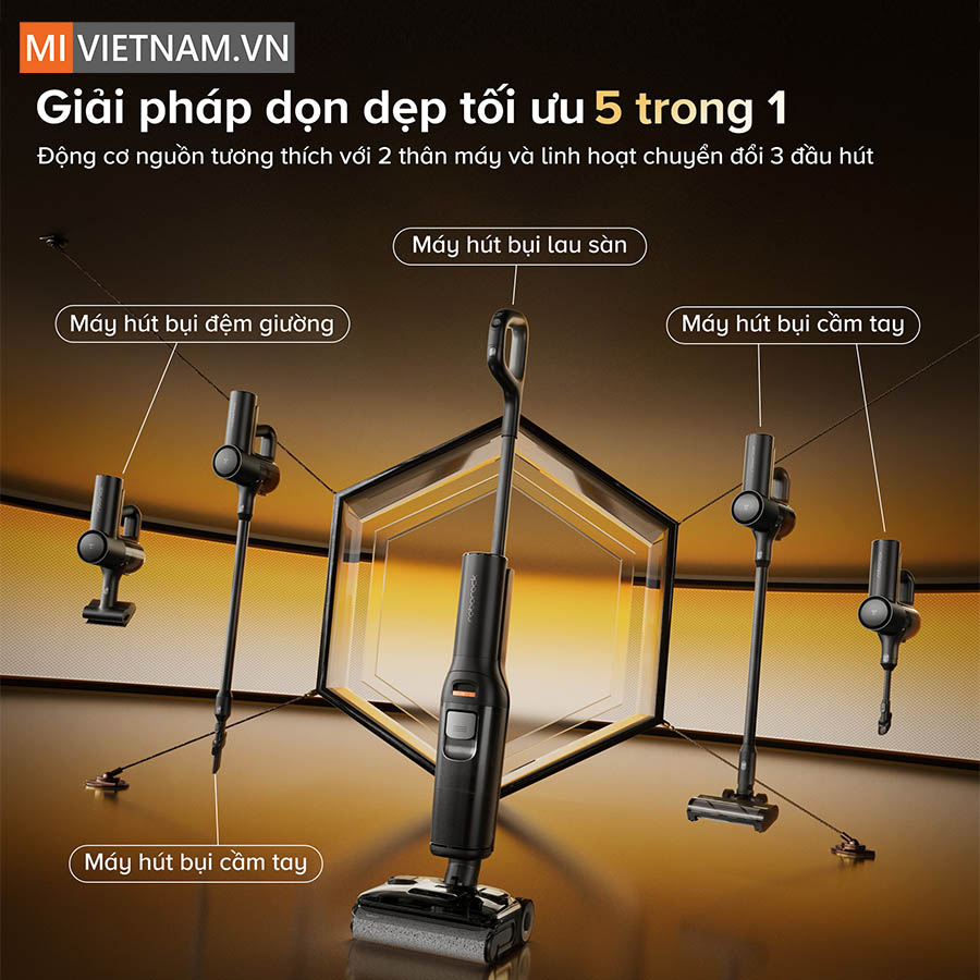 Giải ph&aacute;p dọn dẹp tối ưu 5 trong 1, linh hoạt với bộ đầu h&uacute;t thay thế