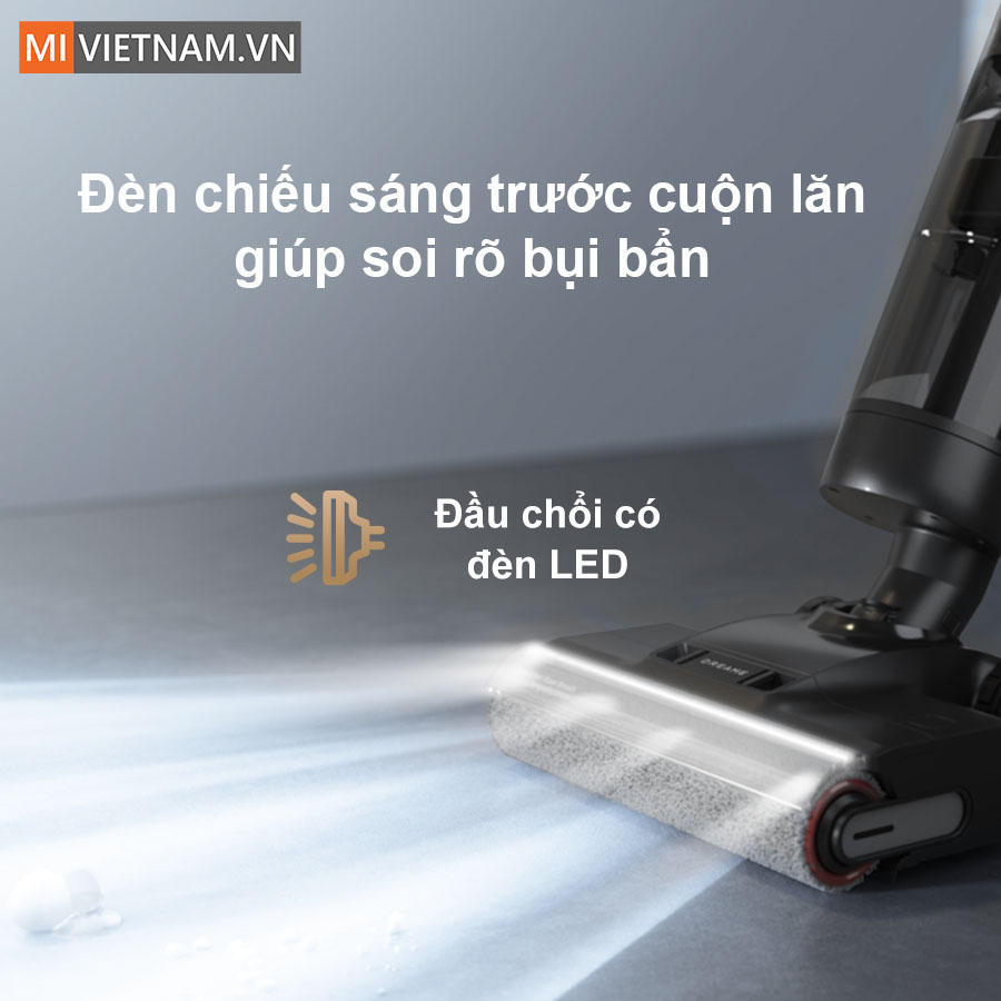 Đ&egrave;n LED chiếu s&aacute;ng trước cuộn lăn gi&uacute;p soi r&otilde; bụi bẩn