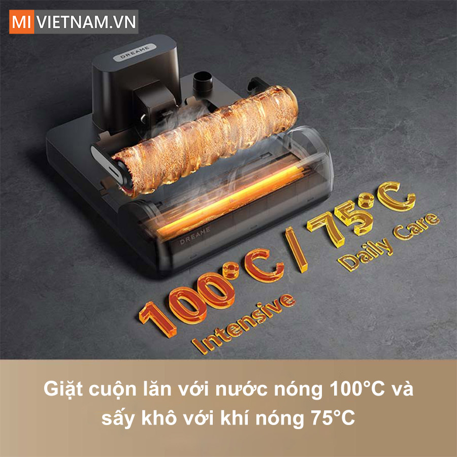 Giặt cuộn lăn với nước n&oacute;ng 100&deg;C v&agrave; sấy kh&ocirc; với kh&iacute; n&oacute;ng 75&deg;C