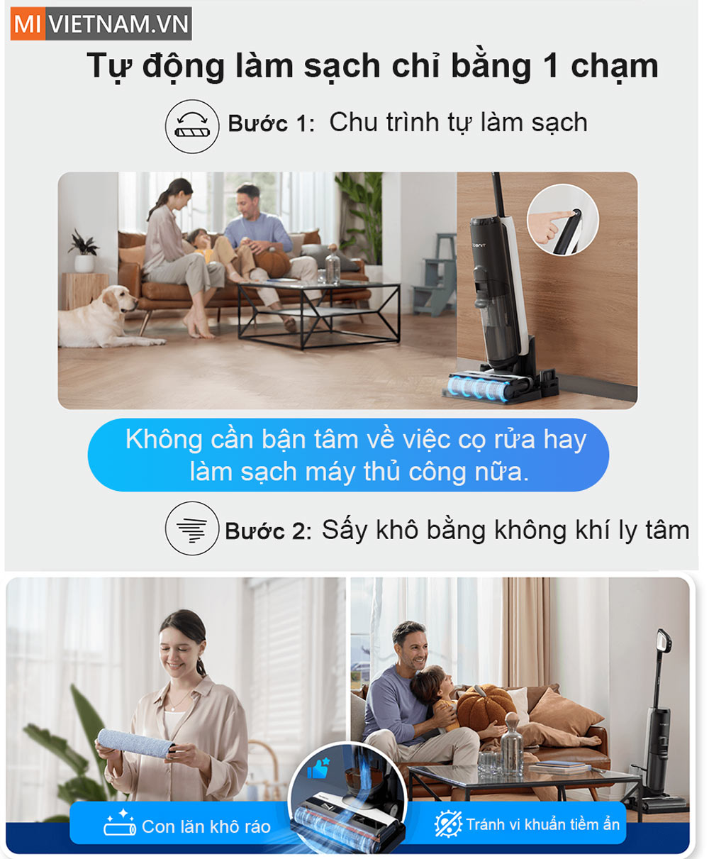 Tự động l&agrave;m sạch 1 chạm cực tiện lợi