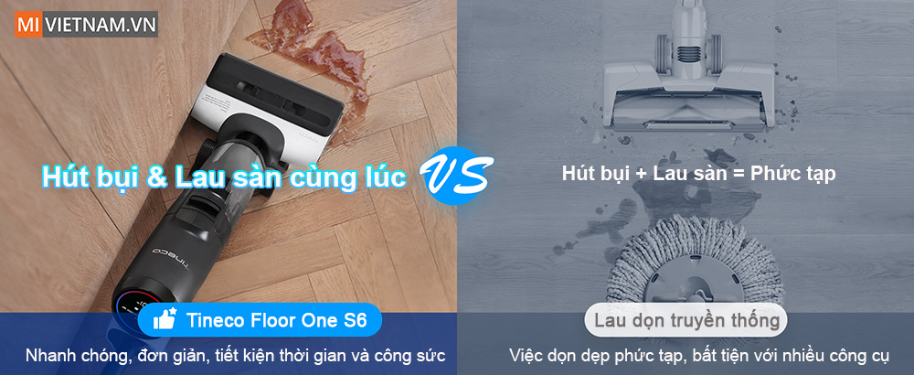 H&uacute;t bụi v&agrave; lau s&agrave;n th&ocirc;ng minh 2 trong 1