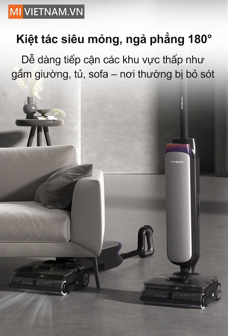 Tineco Floor One S9 Artist Steam c&oacute; thể ngả phẳng 180&deg;