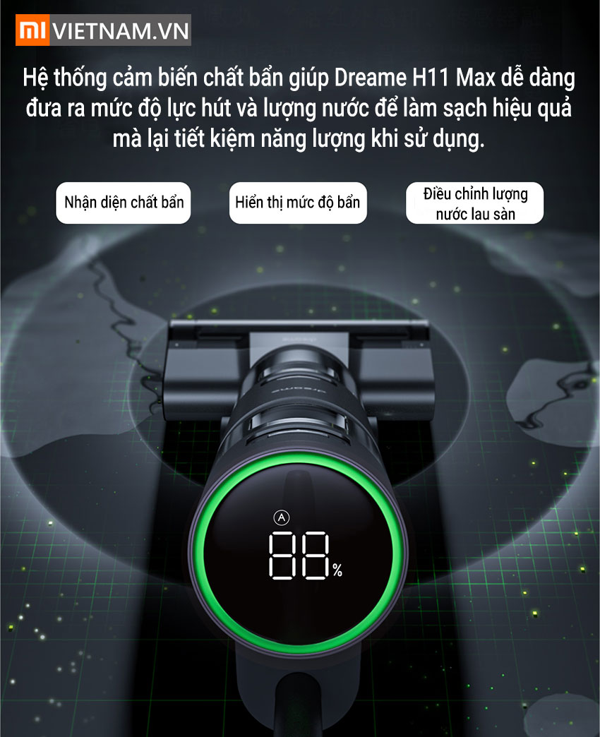 Cảm Biến M&aacute;y H&uacute;t Bụi Lau Nh&agrave; Ướt V&agrave; Kh&ocirc; Dreame H11 Max