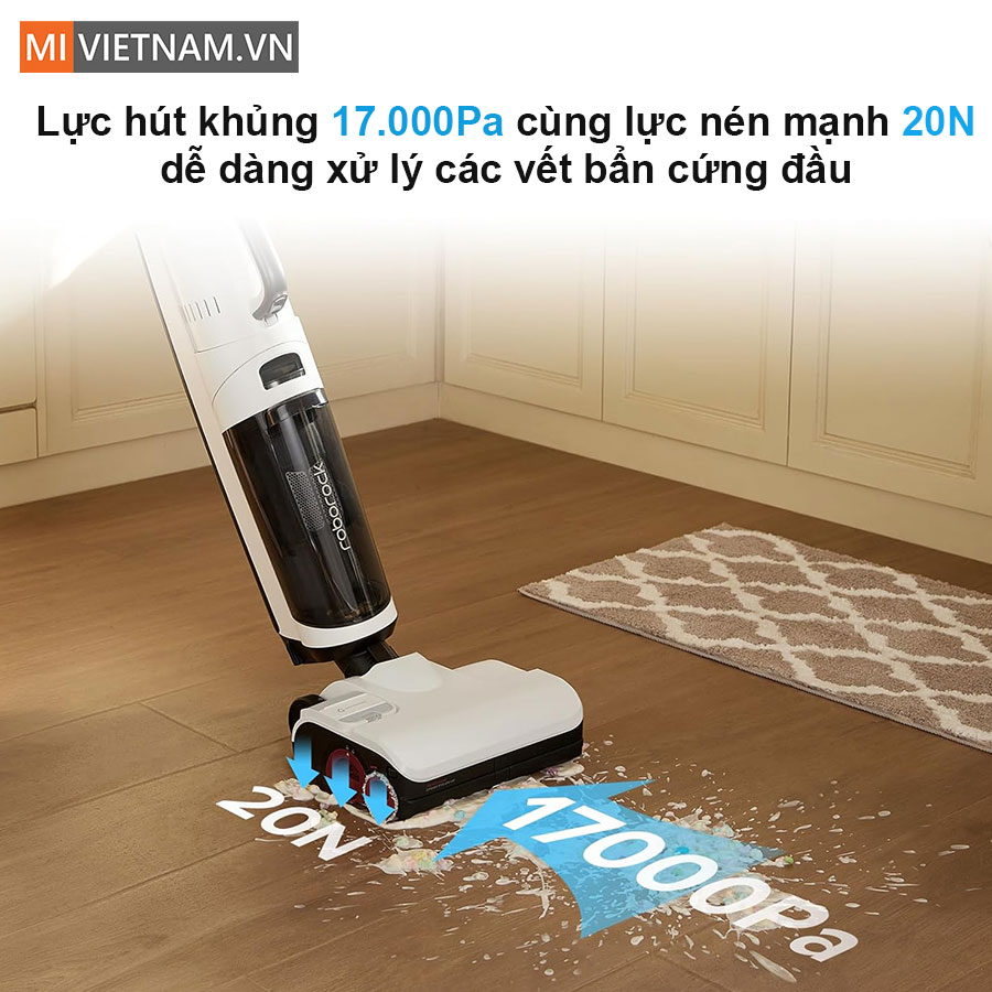 Lực h&uacute;t 17.000Pa cực mạnh loại bỏ mọi vết bẩn
