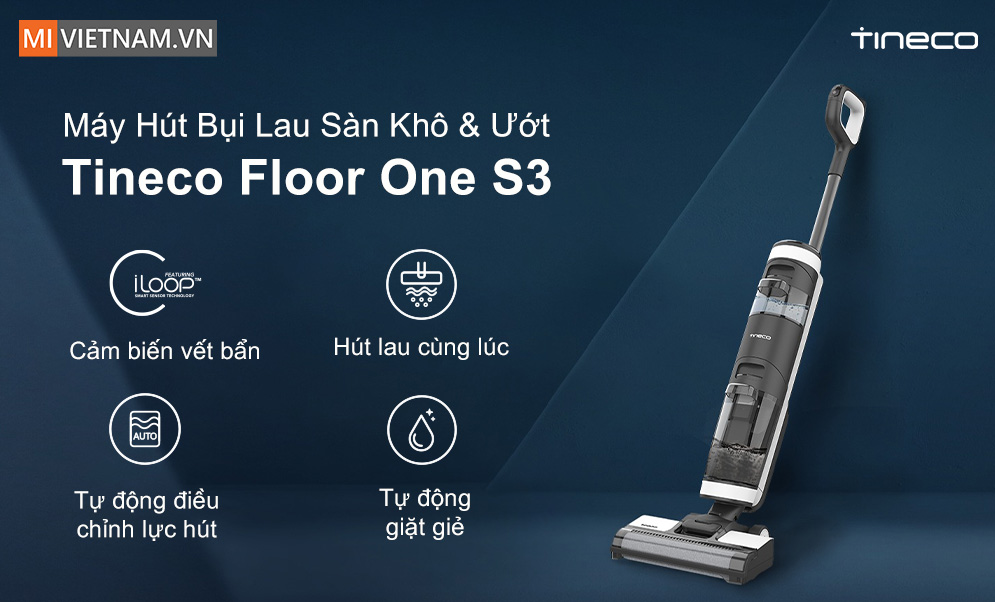 M&aacute;y h&uacute;t bụi lau nh&agrave; ướt v&agrave; kh&ocirc; Tineco Floor One S3