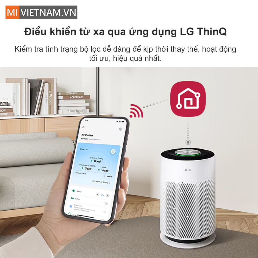 Điều khiển từ xa với LG ThinQ&trade;, dễ d&agrave;ng kiểm so&aacute;t qua điện thoại th&ocirc;ng minh