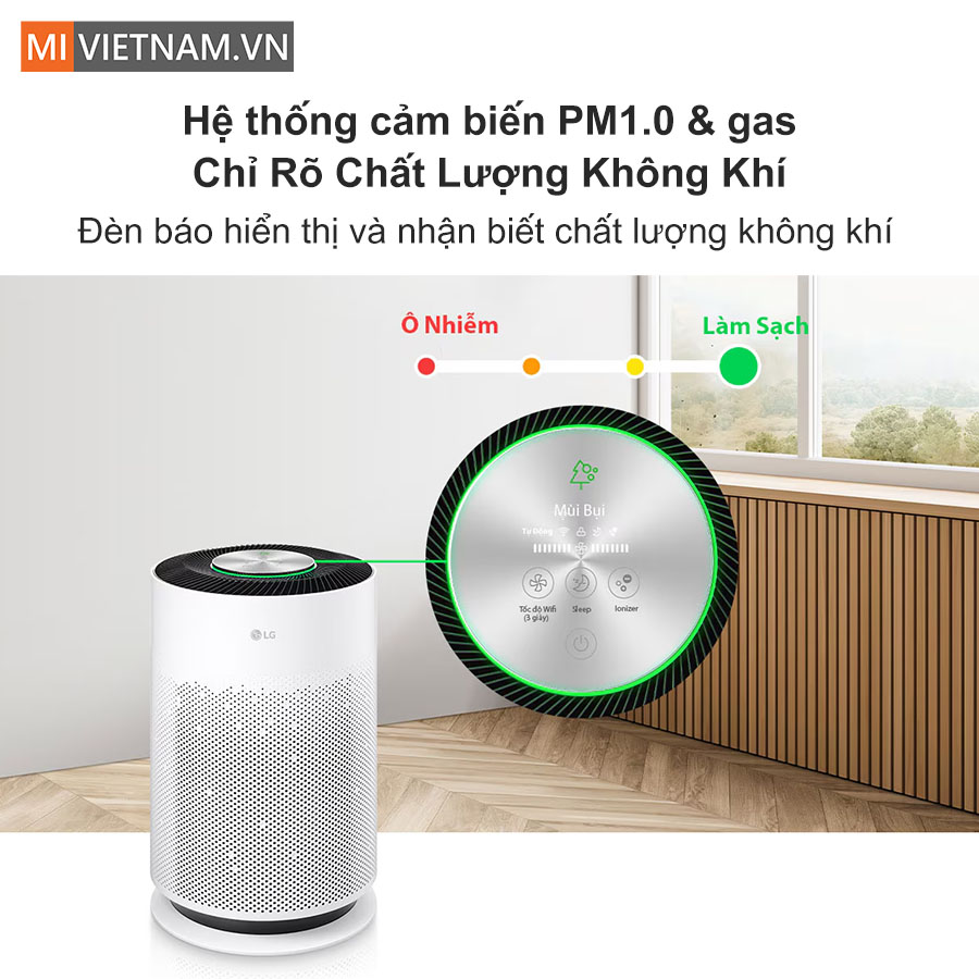 Cảm biến th&ocirc;ng minh, hiển thị chất lượng kh&ocirc;ng kh&iacute; trực quan