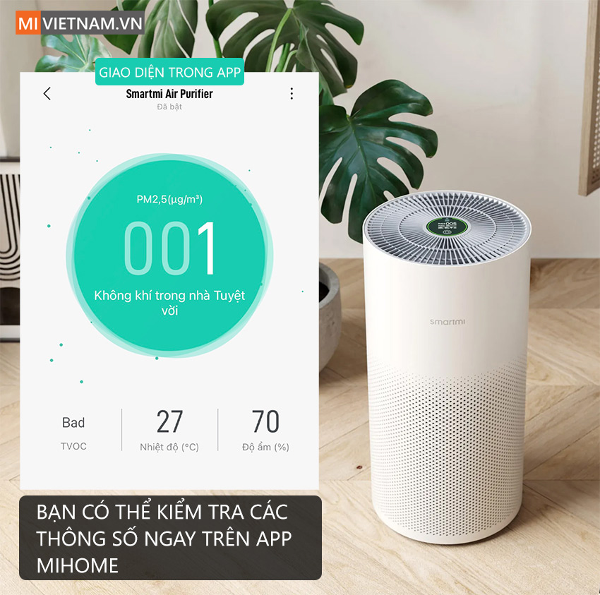 Kiểm tra th&ocirc;ng số ngay tr&ecirc;n app MiHome