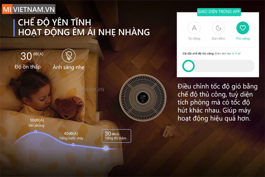 Chế độ y&ecirc;n tĩnh, hoạt động &ecirc;m &aacute;i, nhẹ nh&agrave;ng