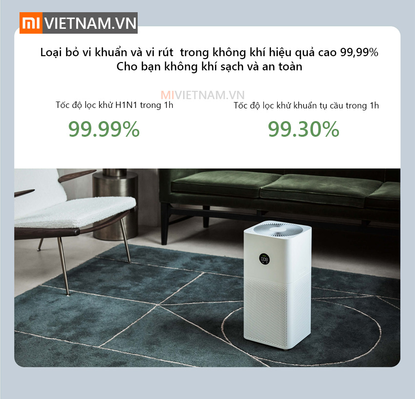Diệt khuẩn 99% | M&aacute;y Lọc Kh&ocirc;ng Kh&iacute; Xiaomi
