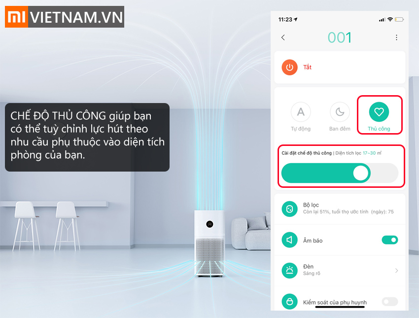Máy Lọc Không Khí Xiaomi Mi Air Purifier 3C , Bản Quốc Tế - Hàng Chính Hãng. 5 Chế Độ Của Máy Lọc Không Khí Xiaomi Mi Air Purifier 3C
