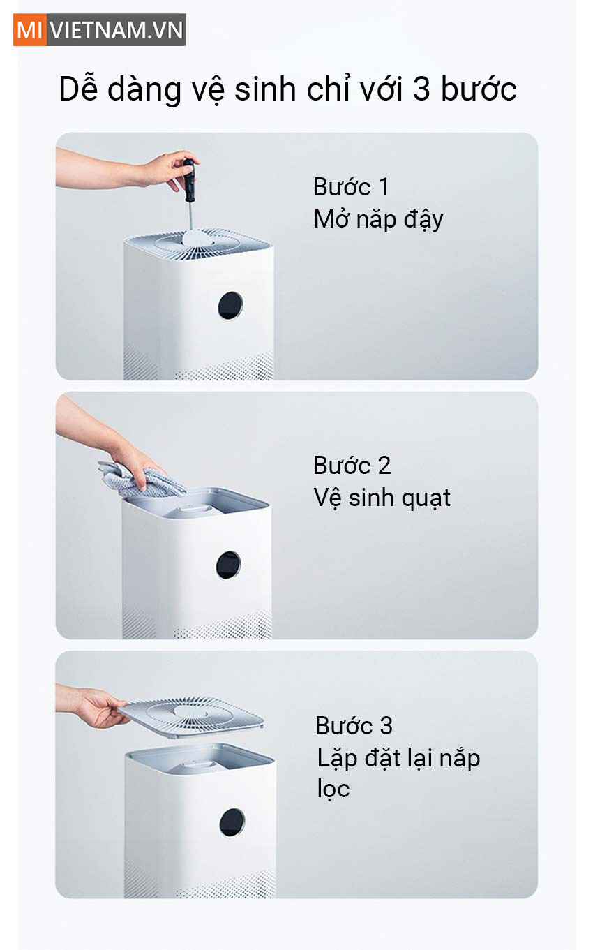 Dễ d&agrave;ng vệ sinh chỉ với 3 bước