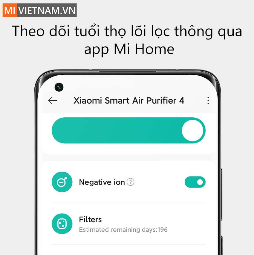 Theo d&otilde;i tuổi thọ l&otilde;i lọc th&ocirc;ng qua app Mi Home