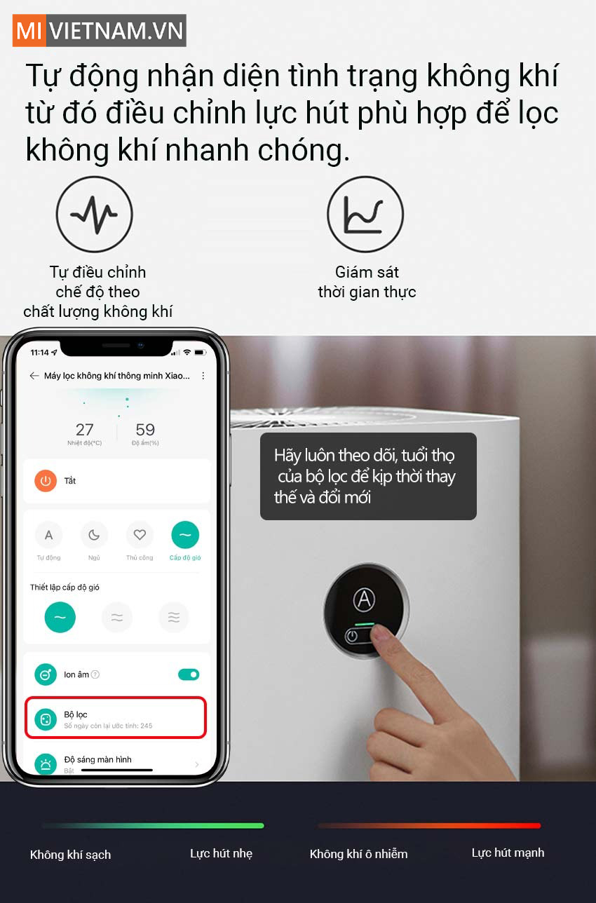Tự động nhận diện t&igrave;nh trạng kh&ocirc;ng kh&iacute; để điều chỉnh cho ph&ugrave; hợp