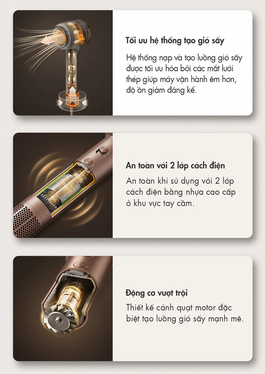 m&aacute;y sấy dreame Hair Glory độ ồn thấp <76db