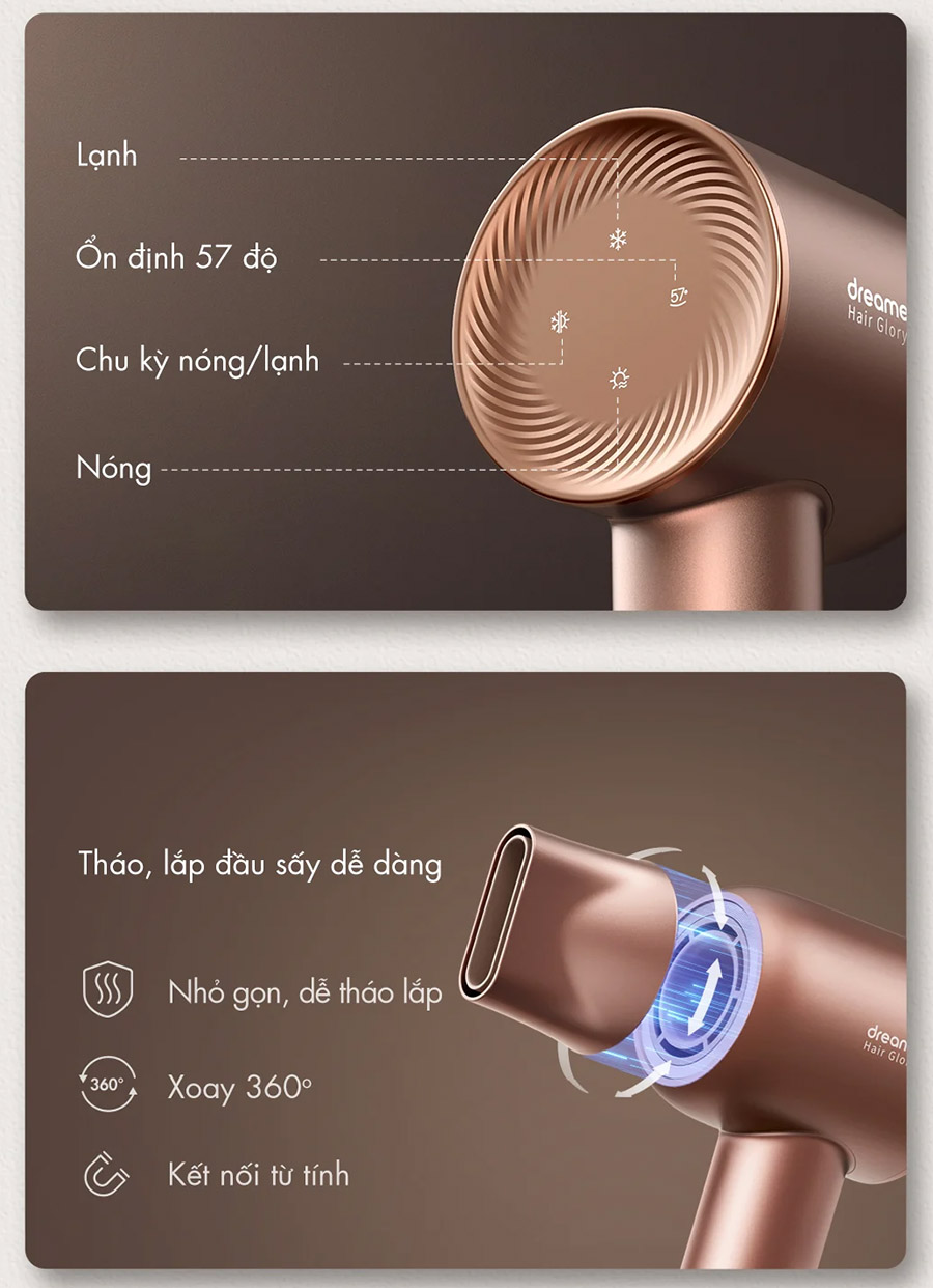 M&aacute;y sấy t&oacute;c dreame hair glory thiết kế th&ocirc;ng minh