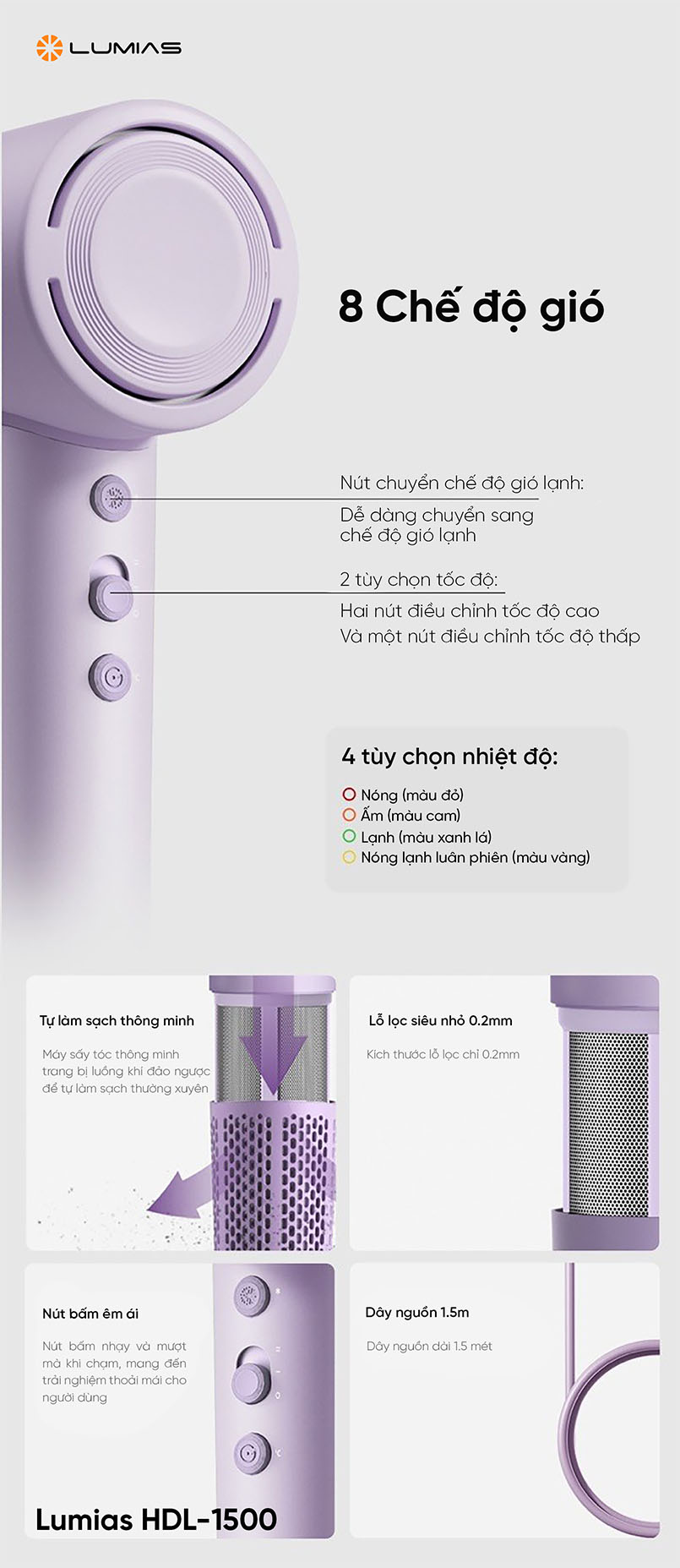 M&aacute;y sấy t&oacute;c Lumias HDL 1500