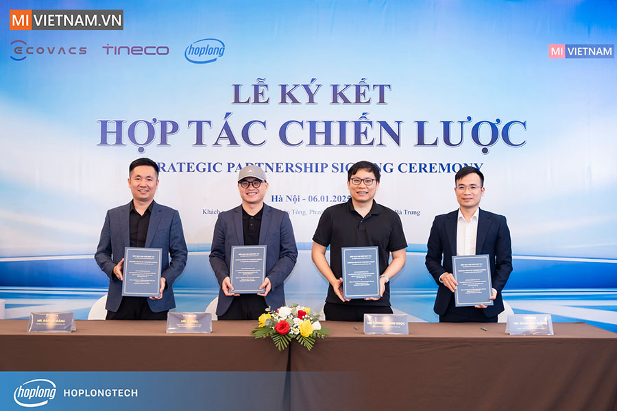 Lễ k&yacute; kết hợp t&aacute;c chiến lược Mi Việt Nam với Ecovacs, Tineco v&agrave; Hợp Long