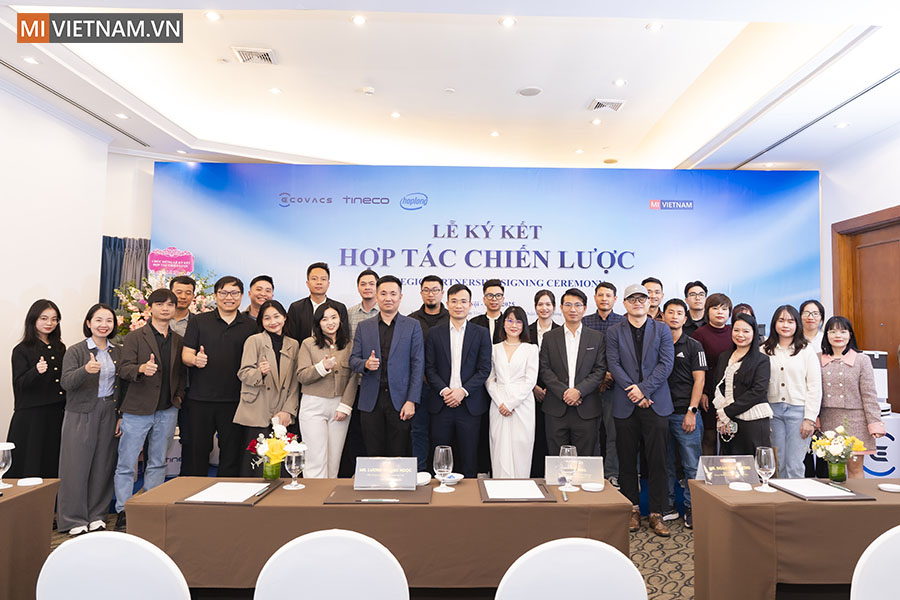 Lễ k&yacute; kết hợp t&aacute;c chiến lược Mi Việt Nam với Ecovacs, Tineco v&agrave; Hợp Long