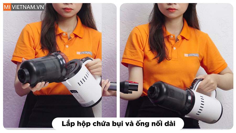 Lắp hộp chứa bụi v&agrave; ống nối d&agrave;i