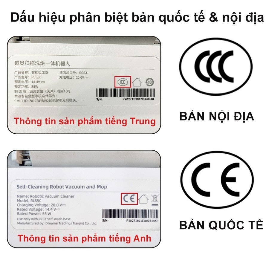 Bí quyết phân biệt robot hút bụi Dreame bản nội địa và bản quốc tế 4 Phân biệt robot Dreame bản nội địa vs bản quốc tế
