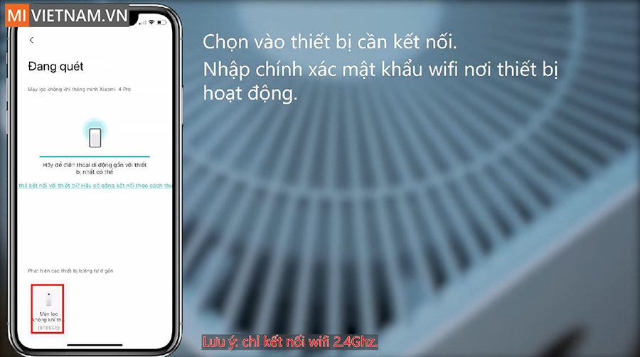 Kết nối m&aacute;y lọc kh&ocirc;ng kh&iacute; với ứng dụng Mihome