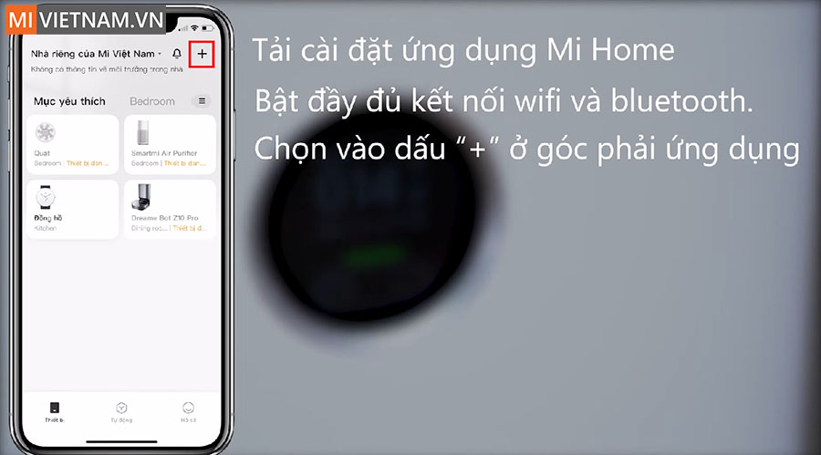 Kết nối m&aacute;y lọc kh&ocirc;ng kh&iacute; với ứng dụng Mihome