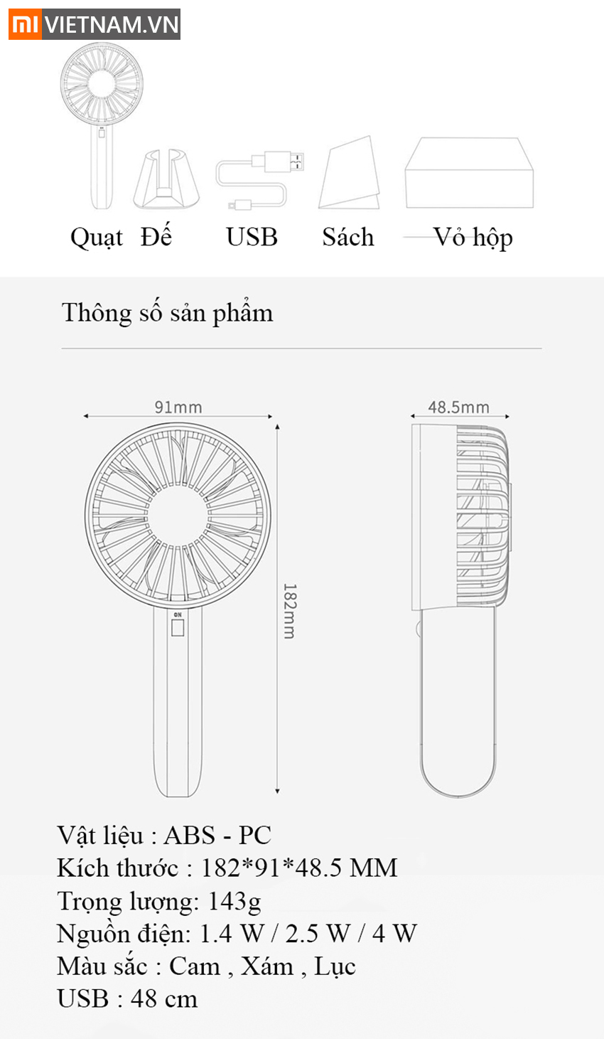 Quạt cầm tay Xiaomi VH 11 MIVIETNAM-QUAT-CAM-TAY-XIAOMI-VH