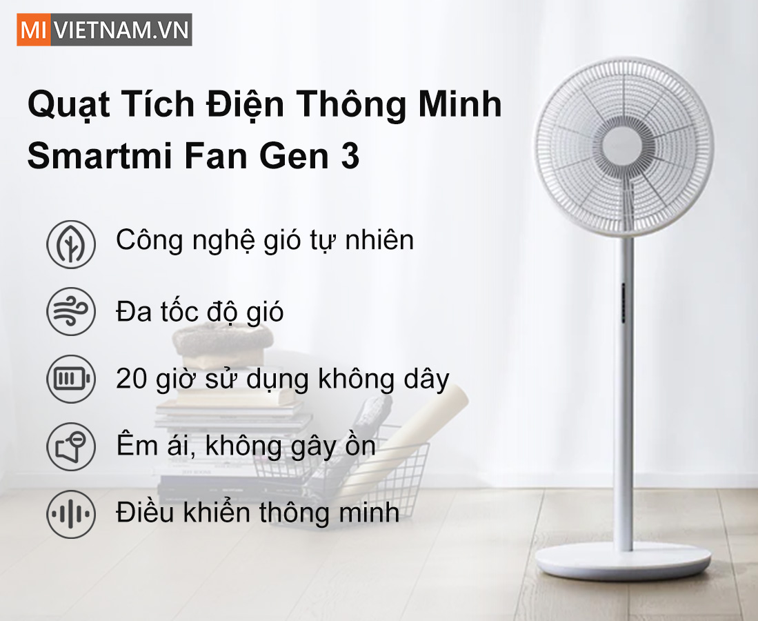 Quạt Điện Thông Minh Mi Smart Fan 3 Quạt Điện Thông Minh Xiaomi Smartmi Fan Gen 3
